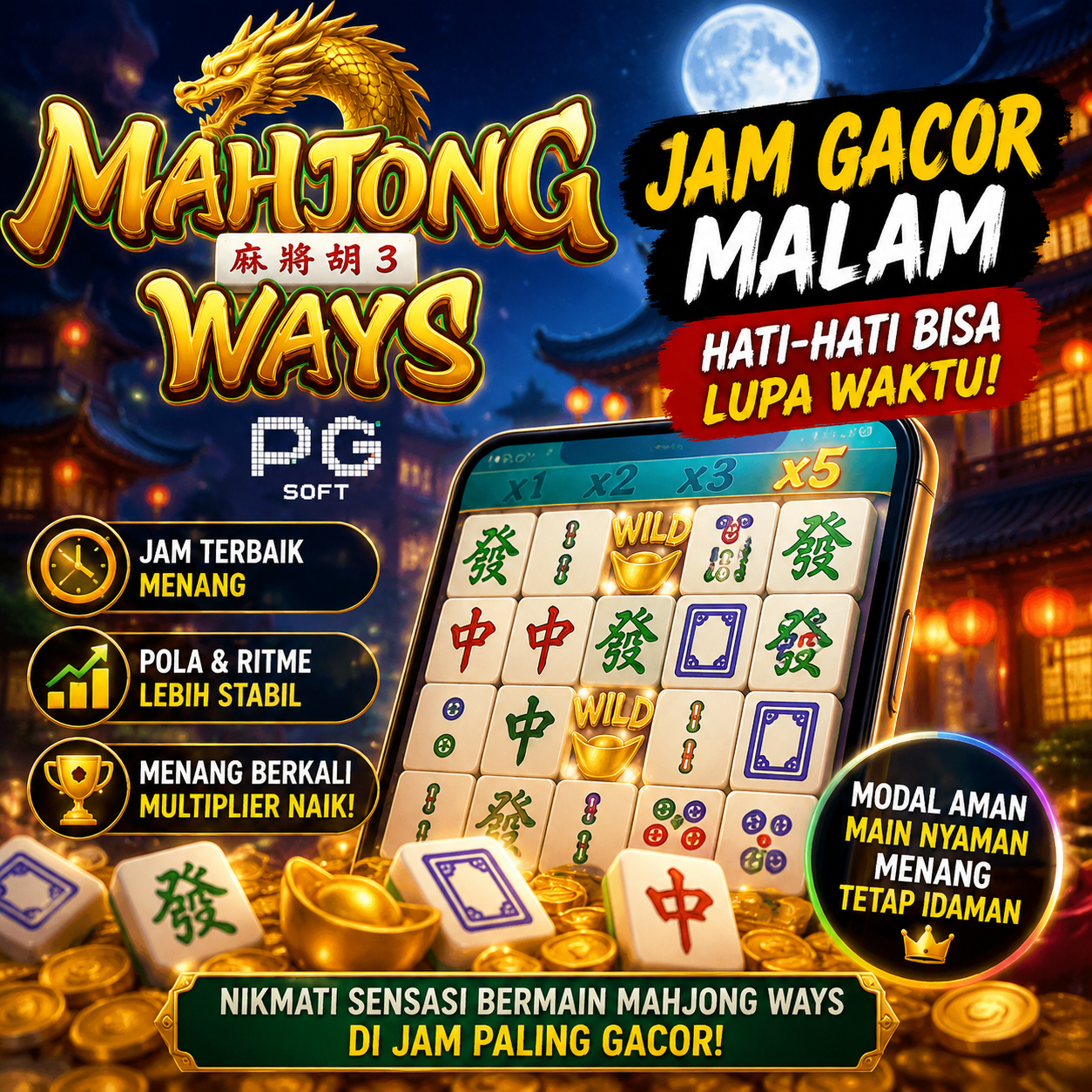 Mahjong Ways PG Soft Jam Gacor Malam, Hati-Hati Bisa Lupa Waktu